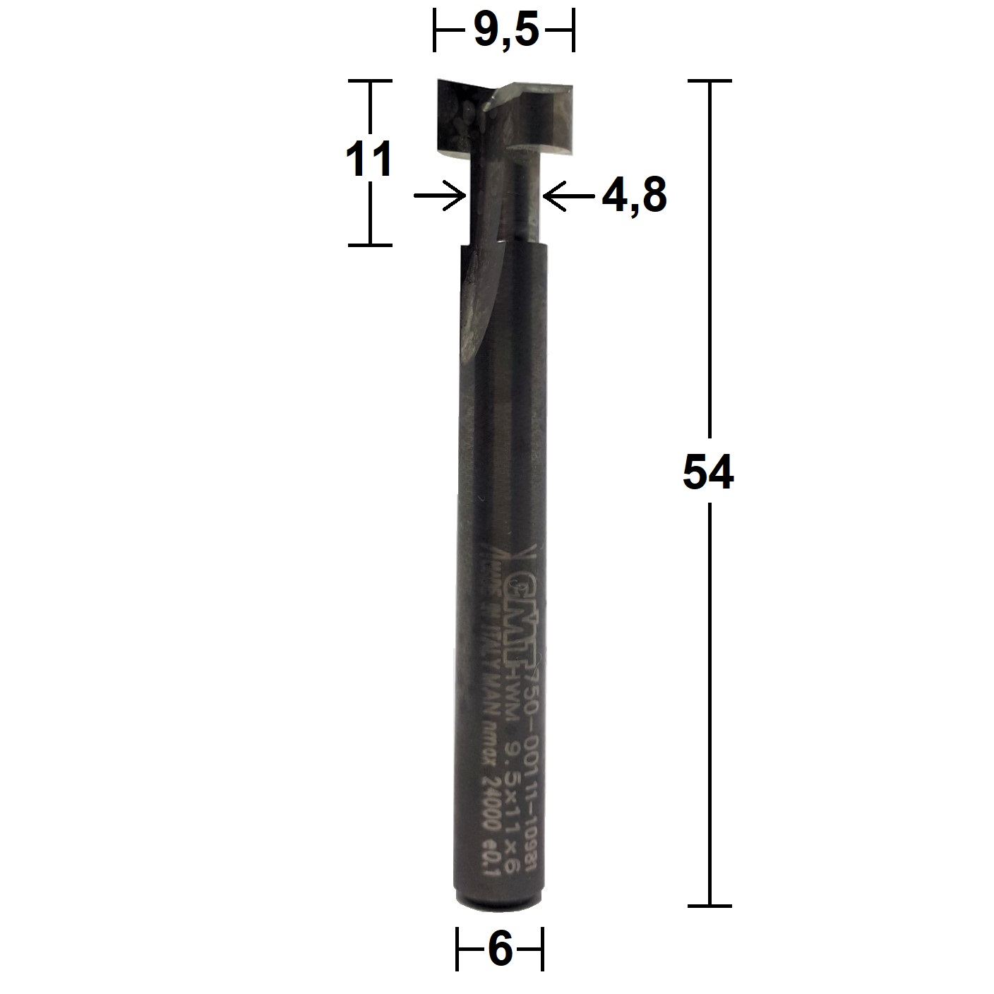 Fresa para Fechadura HW Ø9,5x54mm - marca CMT - Cód. 750.001.11